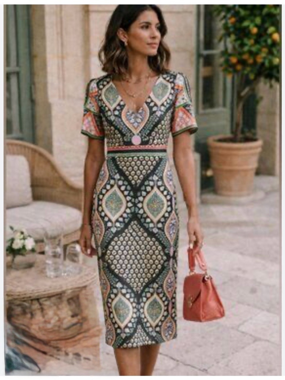 Sezane Talma Midi Dress Linen
Blend V-Neck Size 36